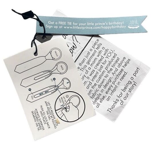 Littlest Prince Boys 2-5 Yr Blue Green Abstract Stripe Tie Necktie NEW - Picture 4 of 5